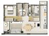 Planta do apartamento de 2 dormit�rios (Planta Tipo 1) � 71,98 m� privativos