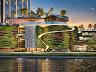 Fachada com jardim vertical do Senna Tower de frente para a Av. Normando Tedesco, com elevador panor�mico externo para carros