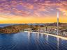 Projeto monumental do Senna Tower na Barra Sul ao entardecer