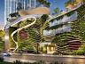 Embasamento do Senna Tower com arquitetura biof�lica, paredes verdes e acesso de moradores na Avenida Normando Tedesco 