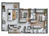 Planta do apartamento com 85,82 m� privativos
