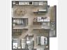Planta humanizada do apartamento tipo 3B | 72,79m� privativos