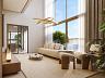 Living decorado com p�-direito duplo do apartamento duplex