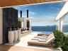 Piscina Orla Sinar: Deck mobiliado com espregui�adeiras, fontes d'�gua e vista panor�mica para o oceano