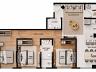 Planta humanizada do apartamento com 99,71m� privativos (1 Su�te + 2 Demi-su�tes)
