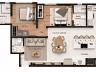 Planta humanizada do apartamento com 74,74m� privativos (2 Su�tes)