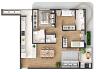 Planta baixa humanizada do apartamento tipo 01 de 87 m� privativos