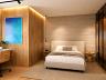 Perspectiva da su�te do apartamento decorado