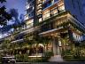 Fachada noturna do Amaran com projeto luminot�cnico assinado por Franco + Berriel real�ando a arquitetura e o paisagismo