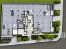 Planta baixa humanizada do pavimento t�rreo, destacando os acessos independentes de garagem, hall social, guarita e vagas na esquina com a Rua Albrecht Schmalz
