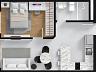 Planta baixa humanizada do apartamento de 34 m� do Blend