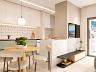 Perspectiva do living decorado do apartamento de 1 dormit�rio (Planta Tipo 3) no River