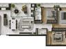 Planta do apartamento com 142,29 m� privativos