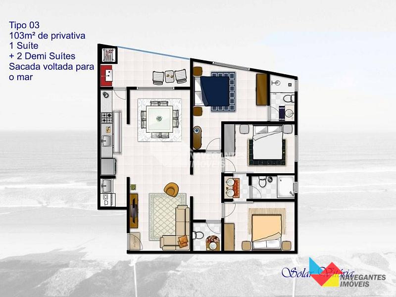 Apartamento Frente Mar com 3 Quartos, 103 M², à Venda — foto 5