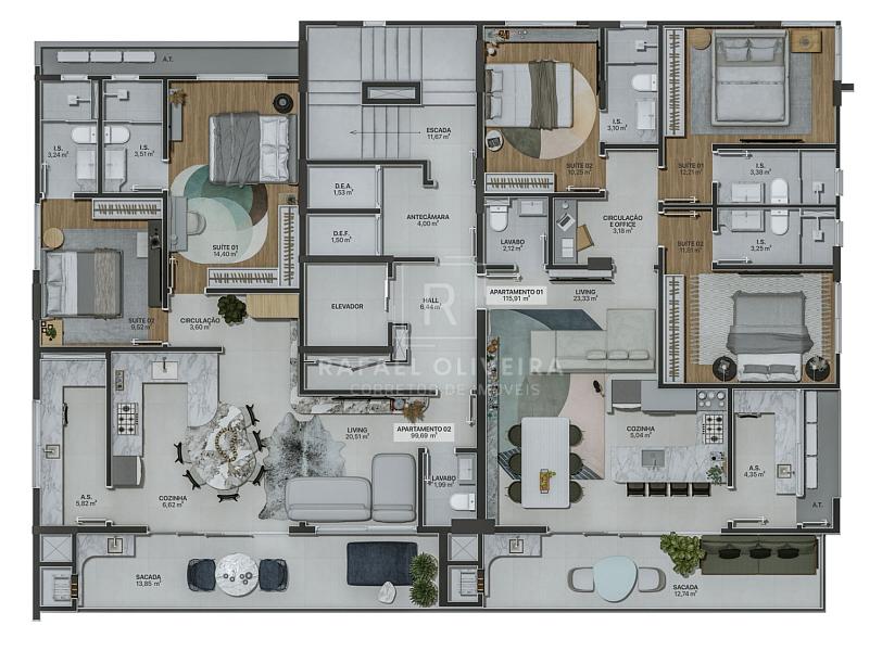 Apartamento na planta, Quadra Mar em Piçarras com 2 suítes — foto 23