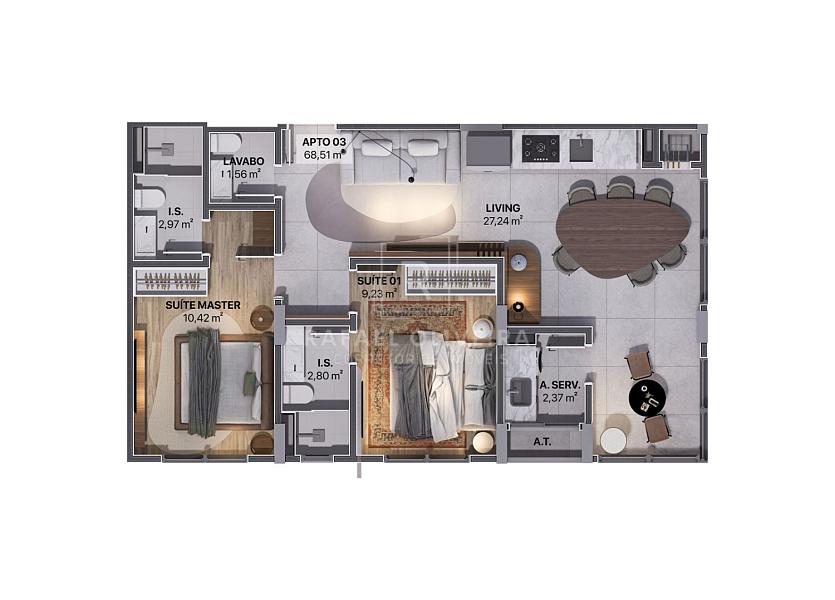 Apartamento em Itajuba, Barra Velha com 2 suítes, 1 vaga de garagem — foto 17