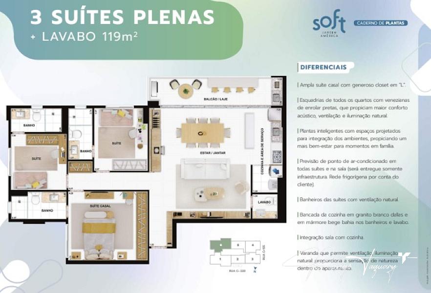 Soft Jardim América | Jardim América | 119,15 m² | 3 suítes | 2 vagas | Rooftop completo — foto 8